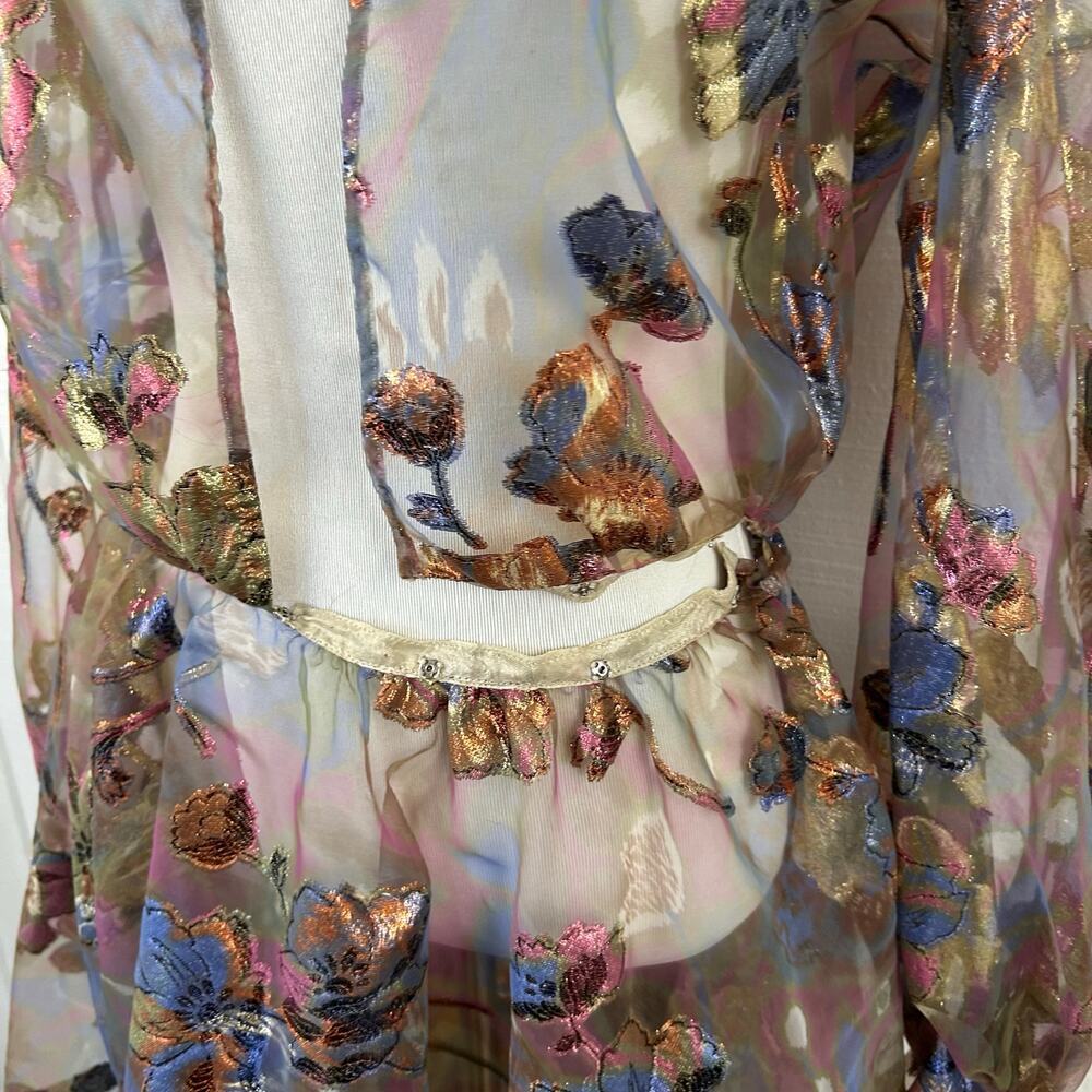 Vintage Victor Costa Organza Floral Coat Dress Designer Evening Formal Size 8 - Picture 12 of 13